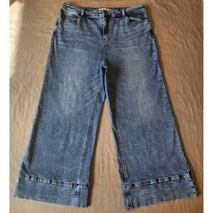 Billy T Wide‎ Leg Cuffed Hem Womens Medium Wash Mid-Rise Denim Jeans Size 34